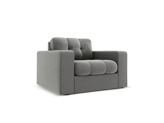 Fotel wypoczynkowy Justin szary welur z podłokietnikami do salonu nowoczesny glamour