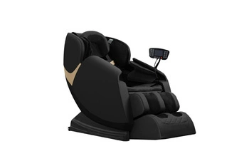 Fotel wypoczynkowy Taya czarny z funkcją masażu, podgrzewaniem i podnóżkiem do salonu ekoskóra