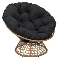 Fotel wypoczynkowy Cancun obrotowy do salonu i na taras boho rattanowy z poduszką czarny