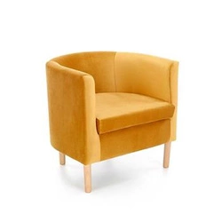 Fotel Calidris welwetowy skandynawski do salonu z podłokietnikami musztardowy Intesi