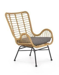 Fotel wypoczynkowy Edjora technorattan do ogrodu i na taras nowoczesny boho naturalny