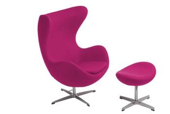 Fotel uszak Jajo z podnóżkiem fioletowy kaszmir nowoczesny obrotowy do salonu D2.DESIGN