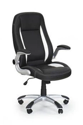 Fotel biurowy ergonomiczny Vetla czarny skórzany obrotowy z podłokietnikami Intesi