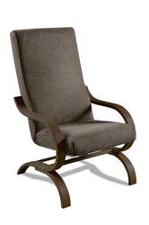 Fotel na płozach Corsica brązowy orzech Intesi do salonu tapicerowany skandynawski