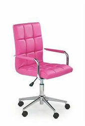 Fotel biurowy ergonomiczny Mooni XL różowy skórzany obrotowy z podłokietnikami do biurka