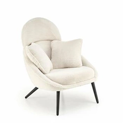 Fotel wypoczynkowy Gloris Intesi do salonu nowoczesny kremowy pluszowy z poduszkami