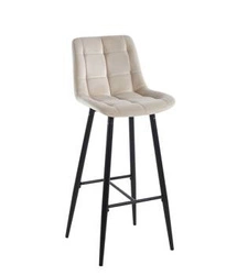 Hoker Poly High beżowy welurowy z oparciem nowoczesny do kuchni i wyspy na czarnych nogach