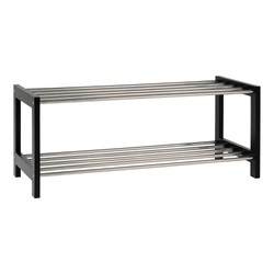 Czarna półka na buty Padova Intesi do przedpokoju metalowo-drewniana klasyczna 78 cm