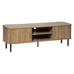 Szafka RTV stojąca Colva 140 cm nowoczesna do salonu drewniana na czarnych nogach Atmosphera