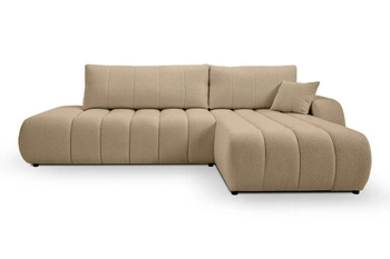 Narożnik Hobro z funkcją spania prawy     beżowy ciemny Lambi 6