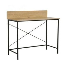 Biurko do pracy Hella dąb naturalny czarne nowoczesne industrialne z organizerem na biurko 100x50 cm