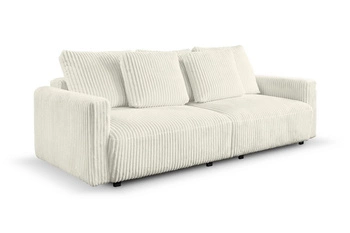Sofa rozkładana Loppie z funkcją spania do salonu biała sztruks nowoczesna 257 cm