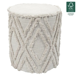 Pufa Mirage beżowa okrągła tapicerowana boho do salonu i sypialni Intesi 41 cm