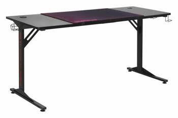 Biurko gamingowe czarne Vander Intesi nowoczesne do pracy z uchwytem na napój i akcesoria 160x60 cm