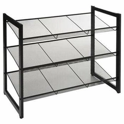 Metalowa półka na buty 5five simply smart czarna, loftowa na 9 par, nowoczesna, 3-poziomowa
