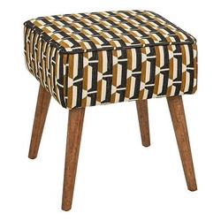 Podnóżek tapicerowany Chiara Atmosphera brązowy w stylu retro do salonu lub przedpokoju 40 cm