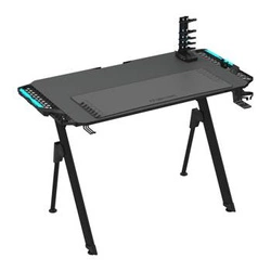 Biurko gamingowe Falcon 1.4 czarne nowoczesne z uchwytem na słuchawki i stojakiem USB Intesi