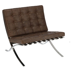 Fotel wypoczynkowy BA1 inspirowany Barcelona skórzany brązowy do salonu nowoczesny retro