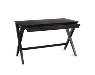 Biurko do pracy Writex Black nowoczesne czarne z szufladą drewniane Actona 120x60 cm