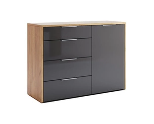 Komoda z szufladami Lana 120 cm dąb craft szary nowoczesna do salonu Intesi