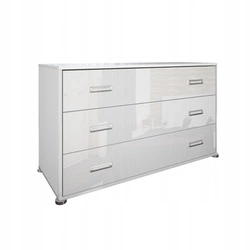 Komoda Bella biała połysk 130 cm nowoczesna z szufladami do sypialni Intesi
