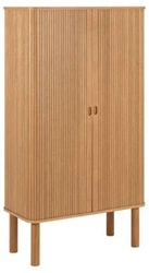 Komoda wysoka Langley dąb naturalny na nóżkach nowoczesna z półkami do salonu 80 cm