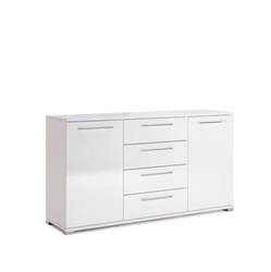 Komoda Flory biała połysk 150 cm z szufladami nowoczesna do salonu Intesi