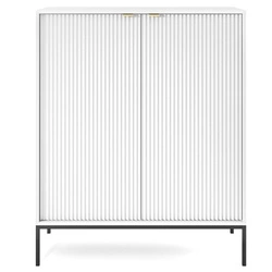 Komoda Delicious biała wysoka ryflowana na nóżkach 104 cm nowoczesna do salonu Intesi