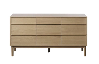 Komoda Zorta 140 cm nowoczesna na nóżkach naturalny dąb do salonu UNIQUE