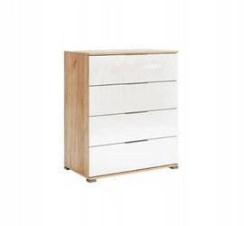 Komoda Tissa 80 cm biała z szufladami dąb craft nowoczesna do salonu Intesi