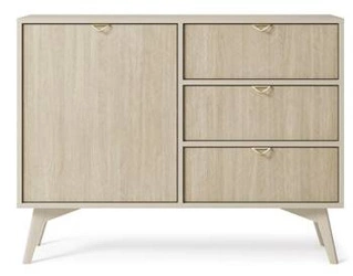 Komoda Sage Wood z szufladami w jodełkę boho glamour na nóżkach 106 cm do salonu Intesi
