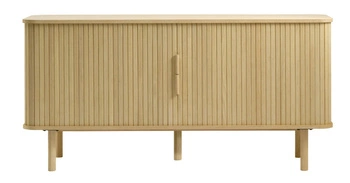 Komoda ryflowana Vocan 160 cm dąb naturalny na wysokich nogach do salonu skandynawska