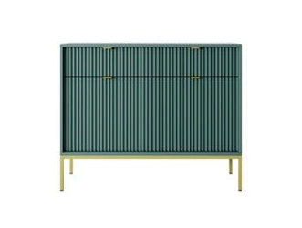 Komoda Delicious ryflowana zielona na złotych nogach 104 cm nowoczesna do salonu Intesi