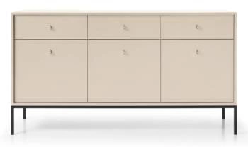 Komoda Evora nowoczesna beżowa z szufladami na wysokich nogach 154 cm do salonu Intesi