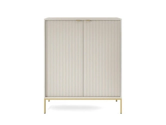 Komoda Delicious wysoka ryflowana kaszmir na złotych nogach nowoczesna do salonu Intesi