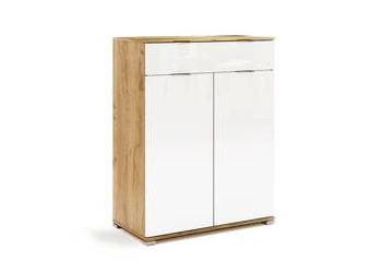 Komoda Tissa 80 cm biała połysk z szufladami nowoczesna do salonu lub sypialni Intesi