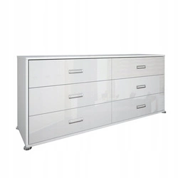 Komoda biała Bella nowoczesna z 6 szufladami do sypialni 174 cm Intesi połysk