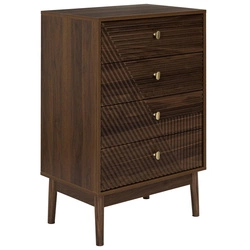 Komoda Tiffany z szufladami ryflowana orzech 60 cm klasyczna na nóżkach do salonu Intesi