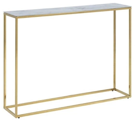 Alisma stolik konsolowy glamour biały marmur złoty do przedpokoju i salonu Actona 110 cm