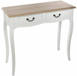 Konsola Chrysa biała z szufladami do przedpokoju prowansalska drewniana 87 cm Atmosphera