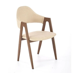 Krzesło tapicerowane Island beżowe z podłokietnikami do jadalni nowoczesne skandynawskie Intesi