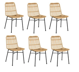 Zestaw 6 krzeseł Surabaya naturalne/czarne nogi