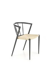 Krzesło metalowe Tamara Intesi do jadalni nowoczesne czarne z naturalnym sznurkowym siedziskiem