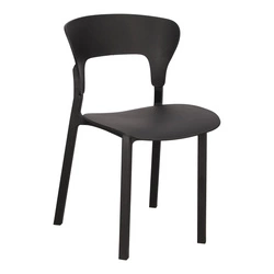 Krzesło Kabru czarne Intesi nowoczesne krzesło do jadalni i ogrodu z tworzywa łatwe w czyszczeniu