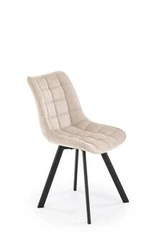 Krzesło tapicerowane Giselda beżowe do jadalni nowoczesne z oparciem na czarnych nogach Intesi