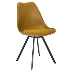 Krzesło tapicerowane Atom żółte Intesi do jadalni i salonu nowoczesne na metalowych nogach