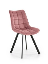 Krzesło tapicerowane welur Ohio różowe do jadalni i salonu nowoczesne z czarnymi nogami