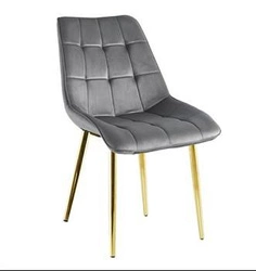 Krzesło do jadalni Poly Intesi welurowe szare na złotych nogach nowoczesne glamour