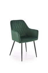 Krzesło tapicerowane Basper Velvet butelkowa zieleń z podłokietnikami do jadalni nowoczesne