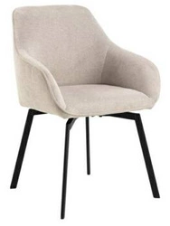 Krzesło tapicerowane obrotowe Clara Actona beżowe z podłokietnikami do jadalni i salonu